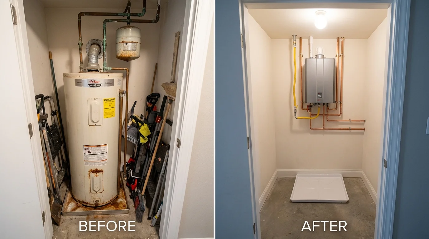 Tank water heater versus wall-mounted tankless unit comparison for Lynwood, CA homeowners