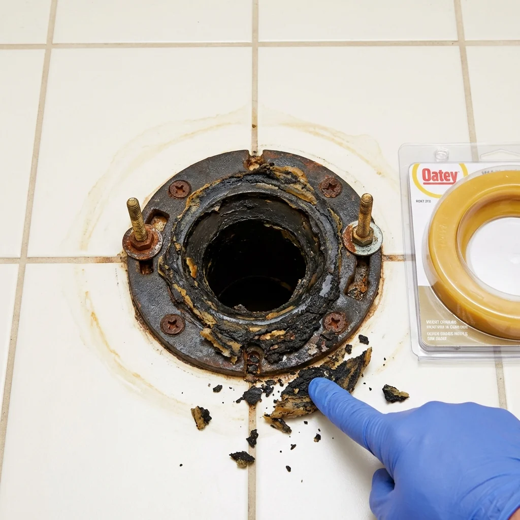 Failed wax ring showing water seepage at the base of a toilet in a Lynwood, CA home